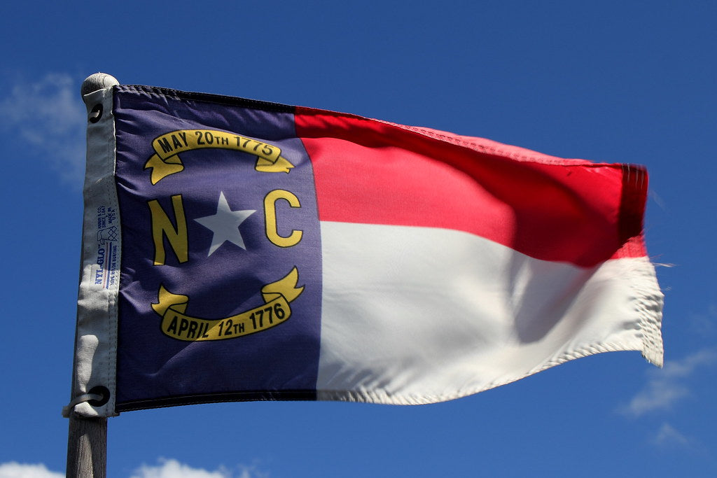 US North Carolina State Flag - 3x5' Flag from Sturdy 100D Polyester - Canvas Header Brass Grommets Double Stitched from Wind Side