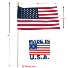 Load image into Gallery viewer, 12 x 18 inch. Handheld Stick Flags with SpearTop. Made in the USA- Pack of 24
